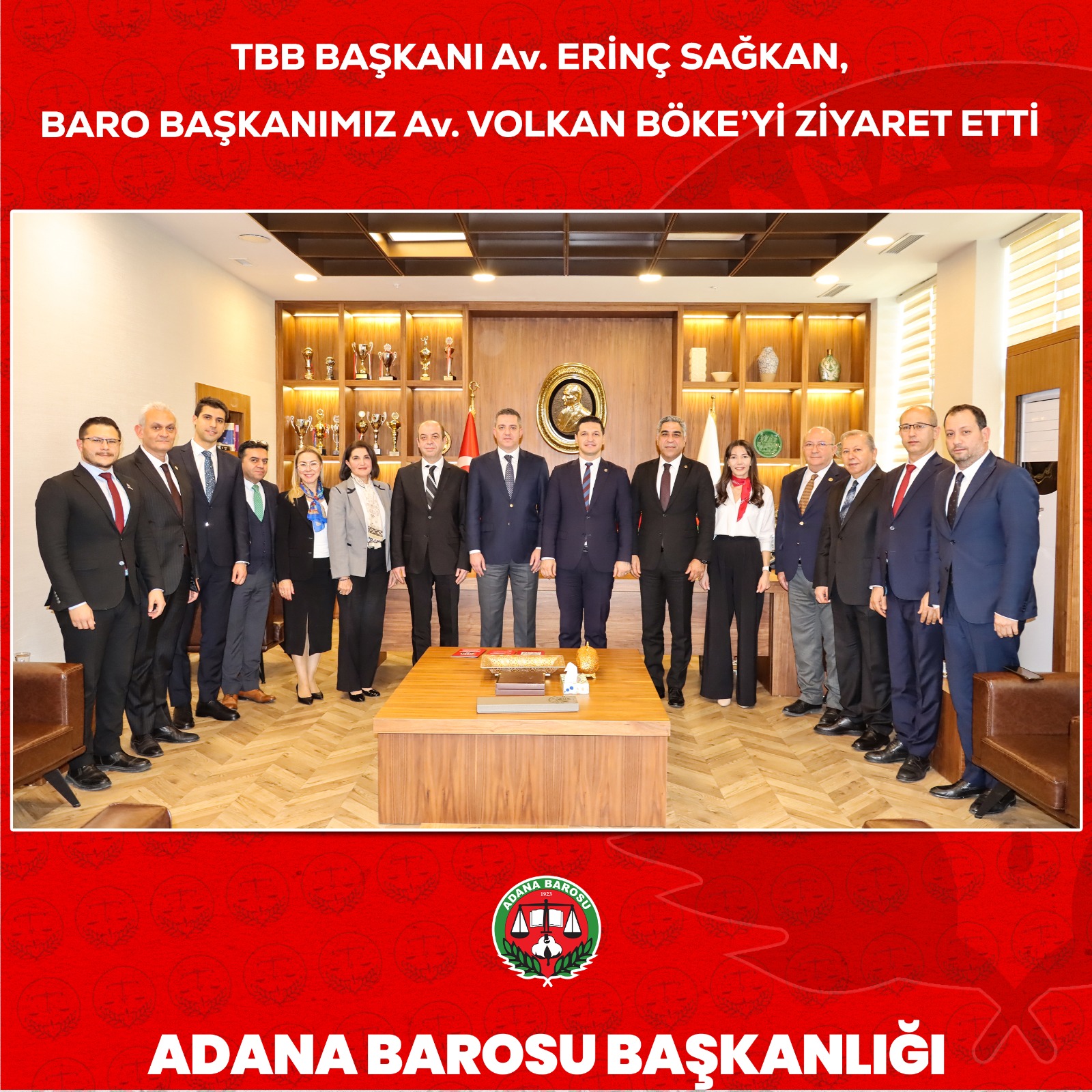 TBB BAŞKANI Av. ERİNÇ SAĞKAN, BARO BAŞKANIMIZ Av. VOLKAN BÖKE’Yİ ZİYARET ETTİ