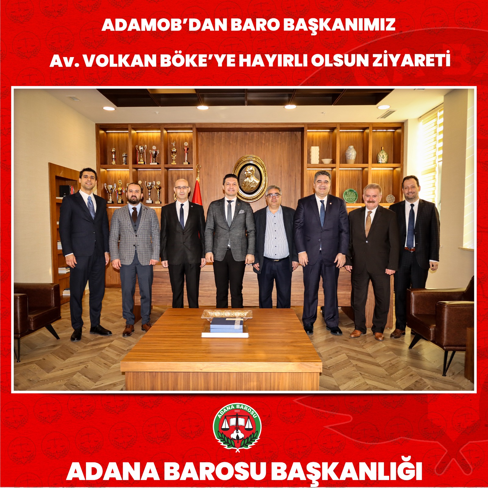 ADAMOB’DAN BARO BAŞKANIMIZ Av. VOLKAN BÖKE’YE HAYIRLI OLSUN ZİYARETİ