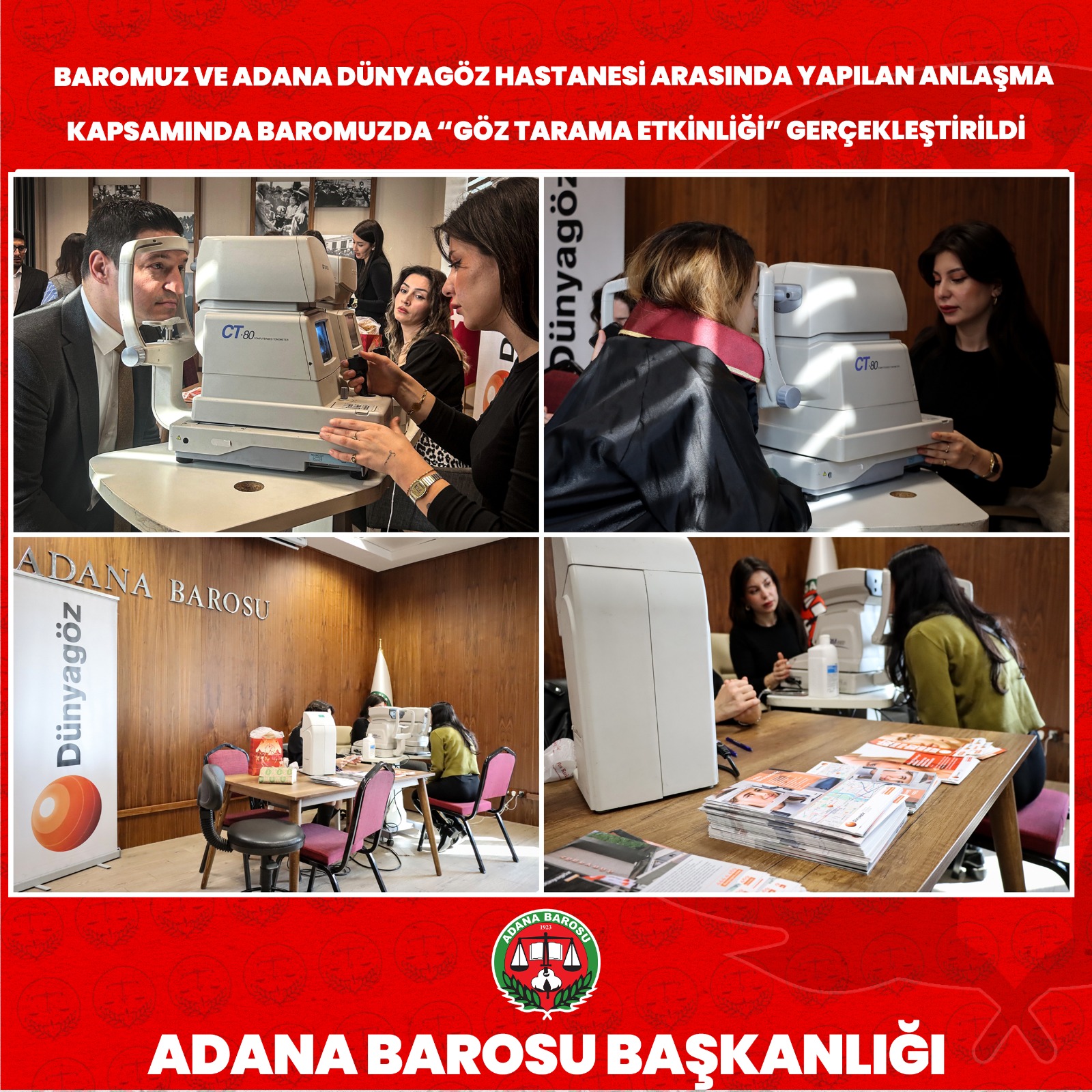 BAROMUZ VE ADANA DÜNYAGÖZ HASTANESİ ARASINDA YAPILAN ANLAŞMA KAPSAMINDA BAROMUZDA “GÖZ TARAMA ETKİNLİĞİ” GERÇEKLEŞTİRİLDİ