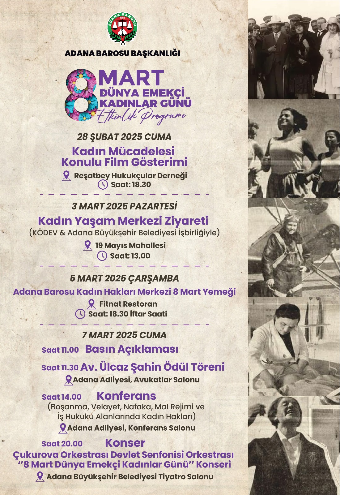 8 MART DÜNYA KADINLAR GÜNÜ ETKİNLİK TAKVİMİ