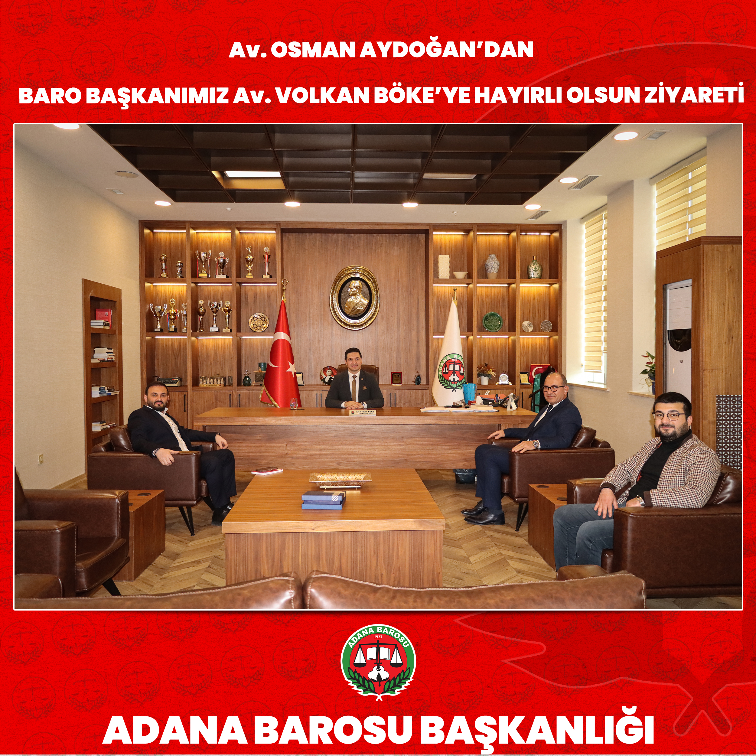 Av. OSMAN AYDOĞAN’DAN BARO BAŞKANIMIZ Av. VOLKAN BÖKE’YE HAYIRLI OLSUN ZİYARETİ