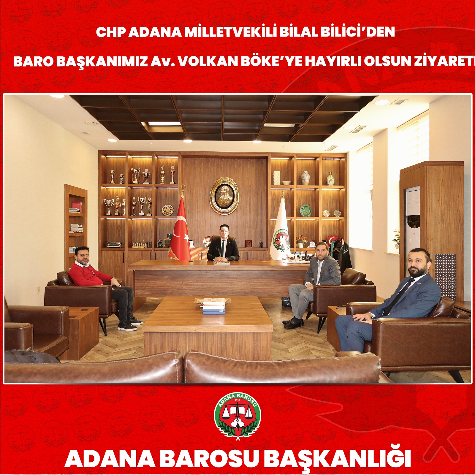 CHP ADANA MİLLETVEKİLİ BİLAL BİLİCİ’DEN BARO BAŞKANIMIZ Av. VOLKAN BÖKE’YE HAYIRLI OLSUN ZİYARETİ