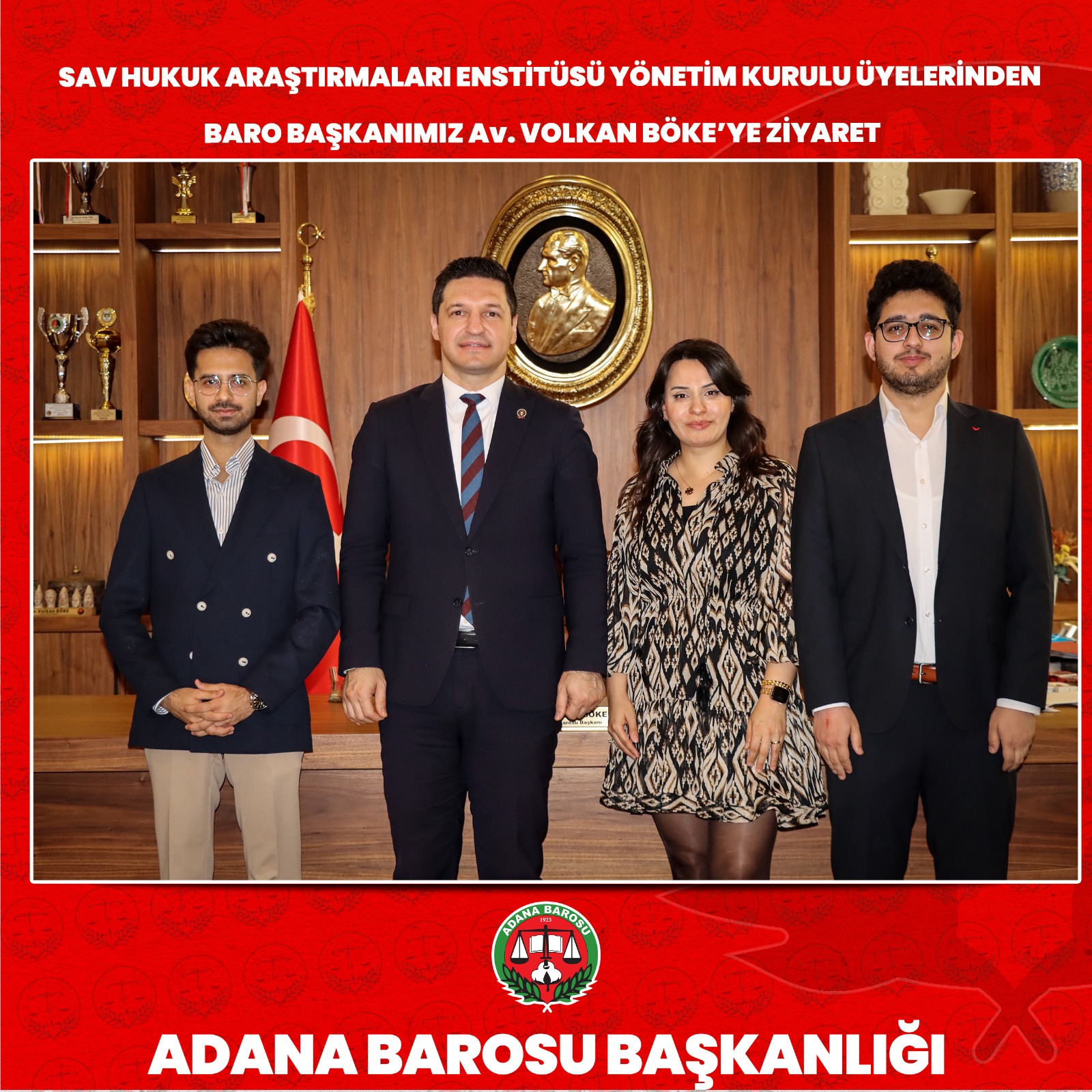 SAV HUKUK ARAŞTIRMALARI ENSTİTÜSÜ YÖNETİM KURULU ÜYELERİNDEN BARO BAŞKANIMIZ Av. VOLKAN BÖKE’YE ZİYARET