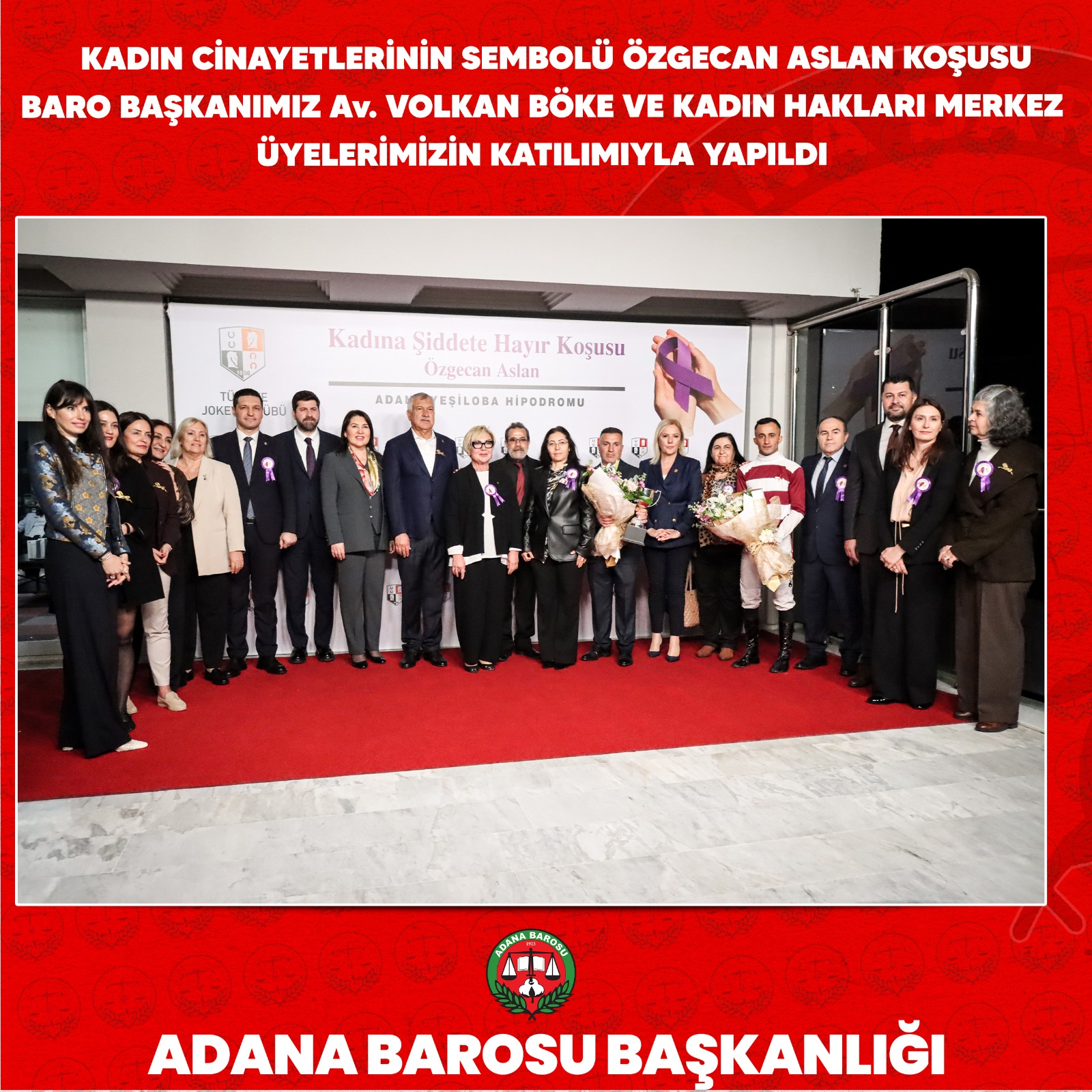 KADIN CİNAYETLERİNİN SEMBOLÜ ÖZGECAN ASLAN KOŞUSU BARO BAŞKANIMIZ Av. VOLKAN BÖKE VE KADIN HAKLARI MERKEZ ÜYELERİMİZİN KATILIMIYLA YAPILDI