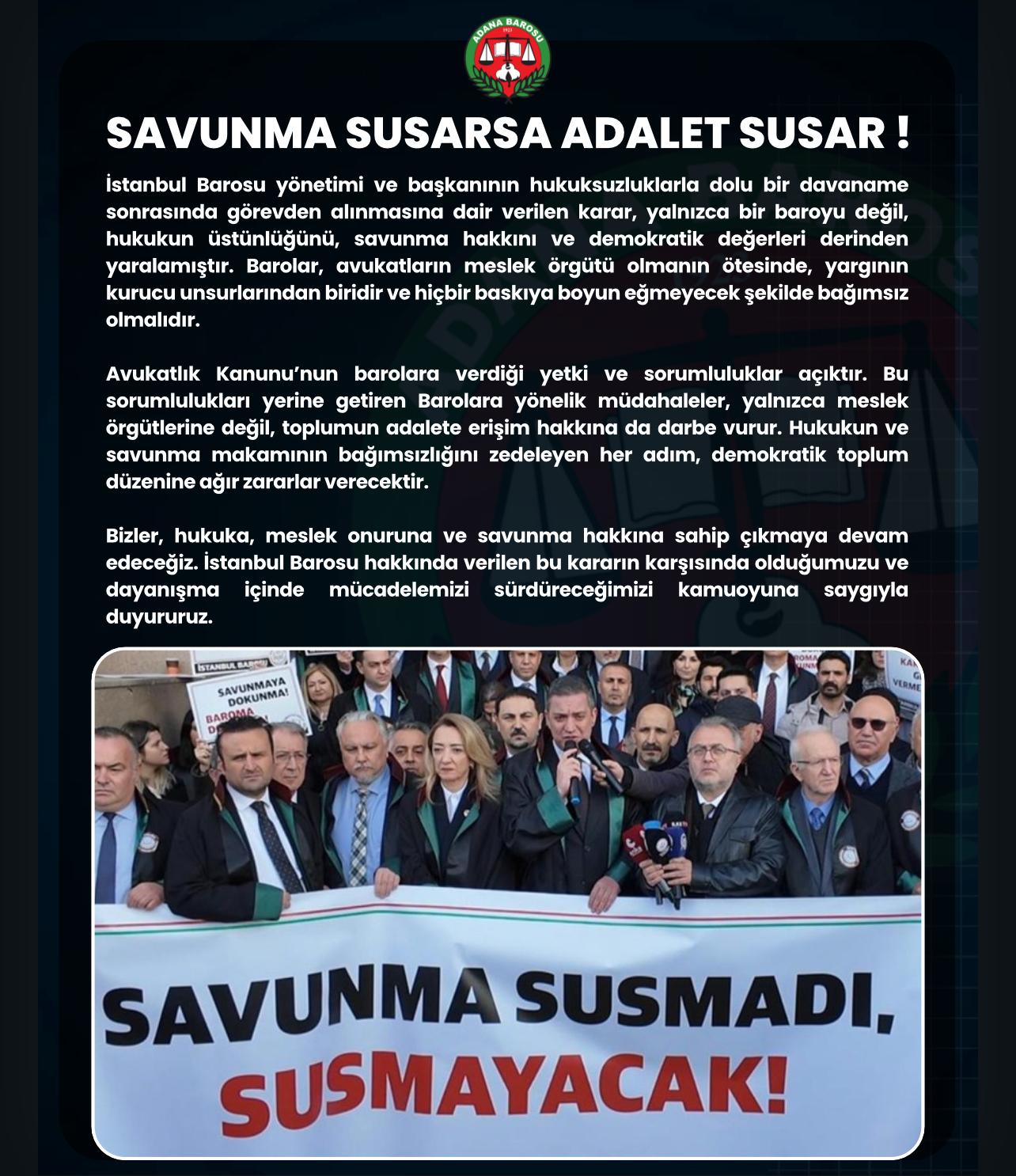 SAVUNMA SUSARSA ADALET SUSAR!