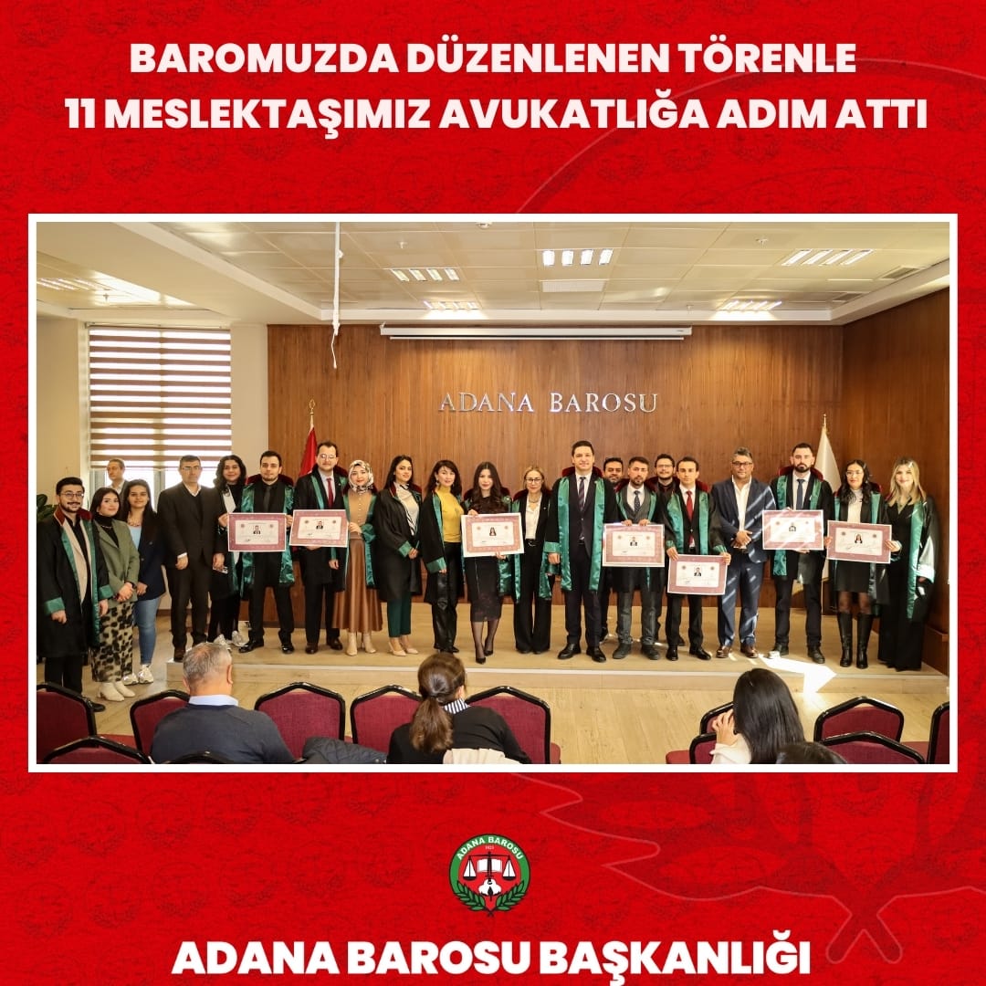 BAROMUZDA DÜZENLENEN TÖRENLE 11 MESLEKTAŞIMIZ AVUKATLIĞA ADIM ATTI