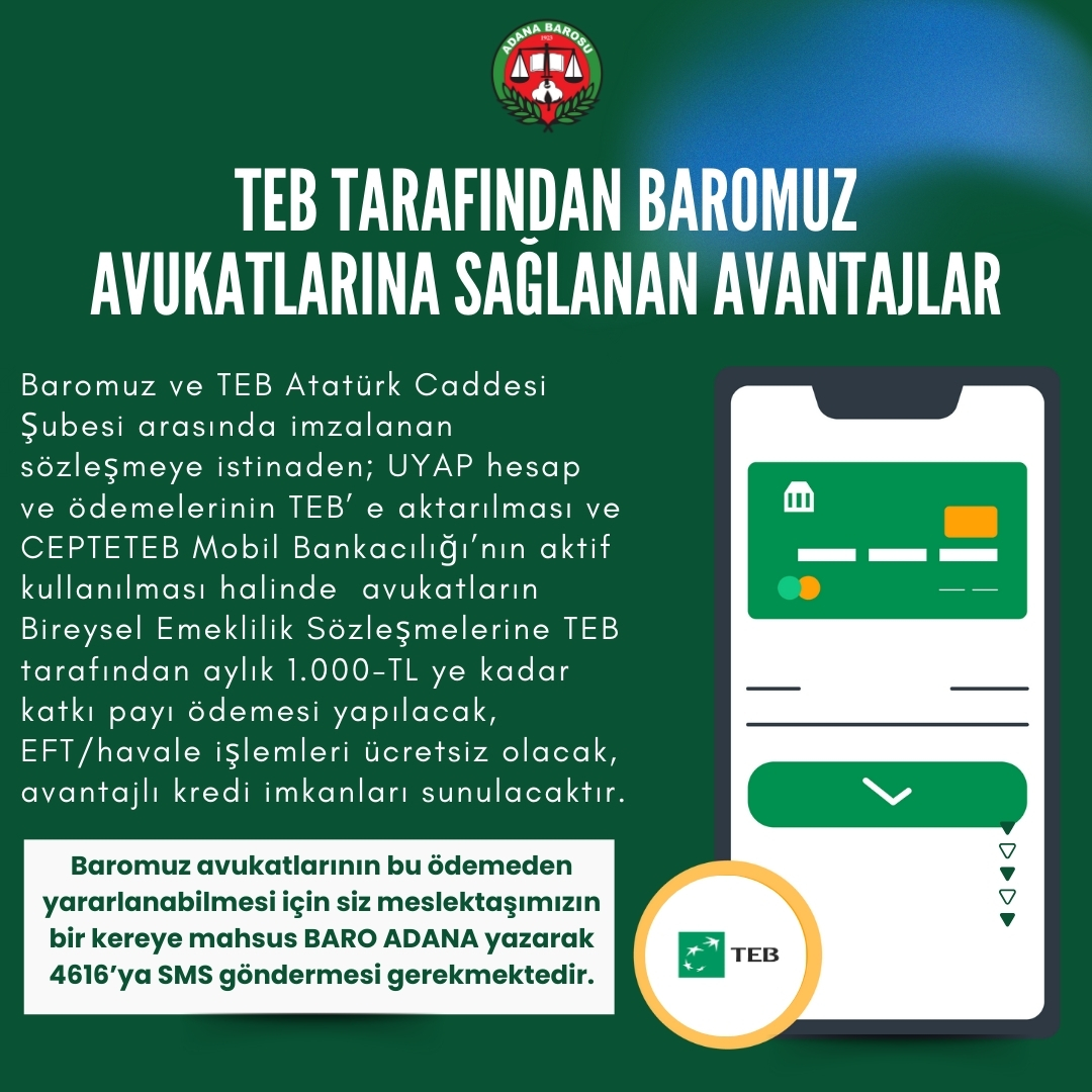 TEB TARAFINDAN BAROMUZ AVUKATLARINA SAĞLANAN AVANTAJLAR