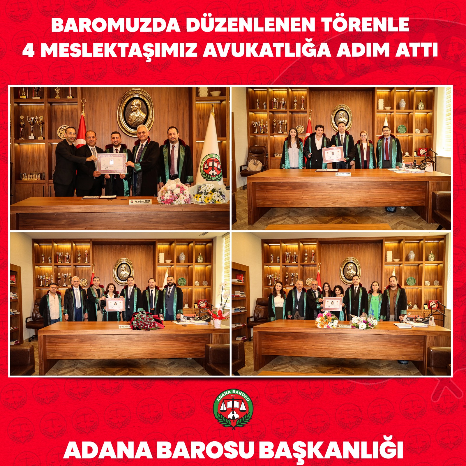 BAROMUZDA DÜZENLENEN TÖRENLE 4 MESLEKTAŞIMIZ AVUKATLIĞA ADIM ATTI