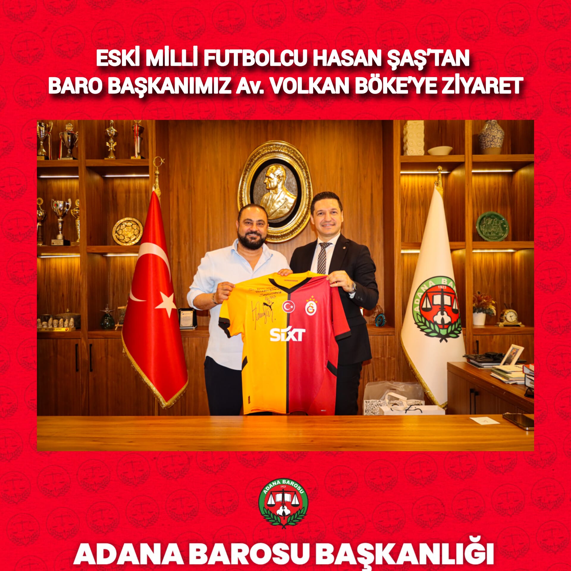 ESKİ MİLLİ FUTBOLCU HASAN ŞAŞ’TAN BARO BAŞKANIMIZ Av. VOLKAN BÖKE’YE ZİYARET