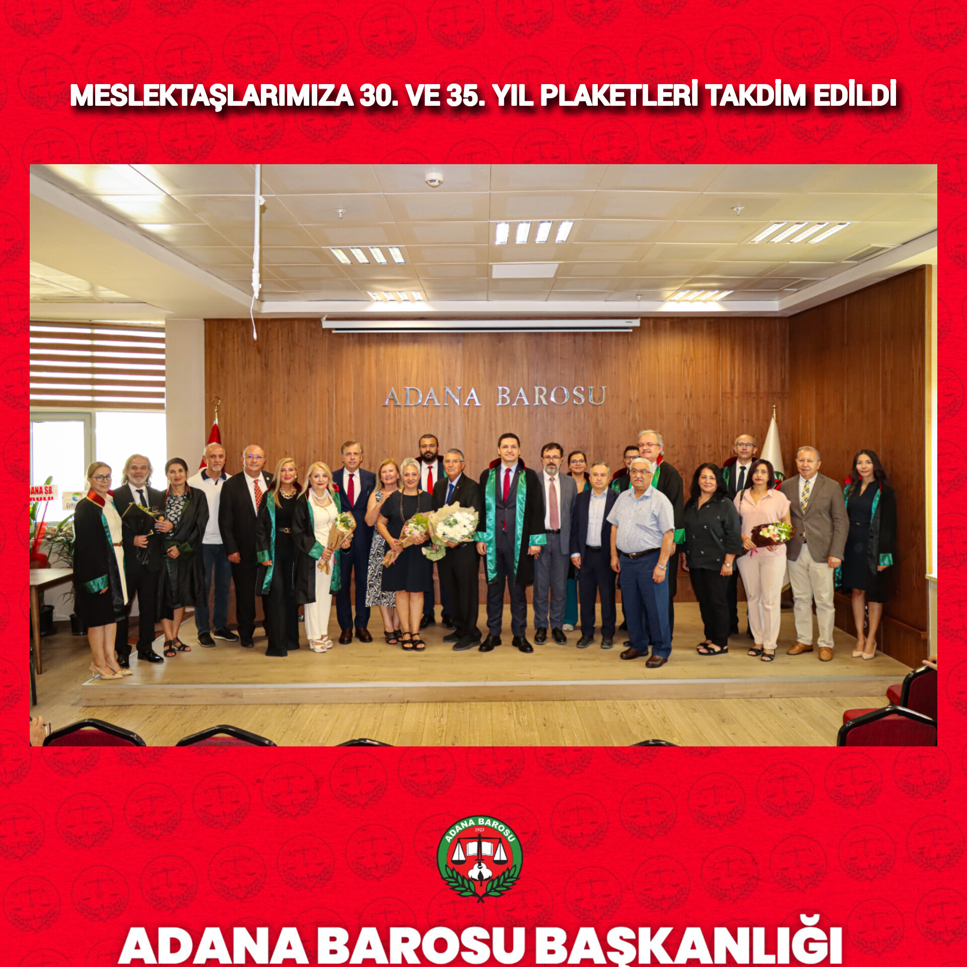 MESLEKTAŞLARIMIZA 30. VE 35. YIL PLAKETLERİ TAKDİM EDİLDİ