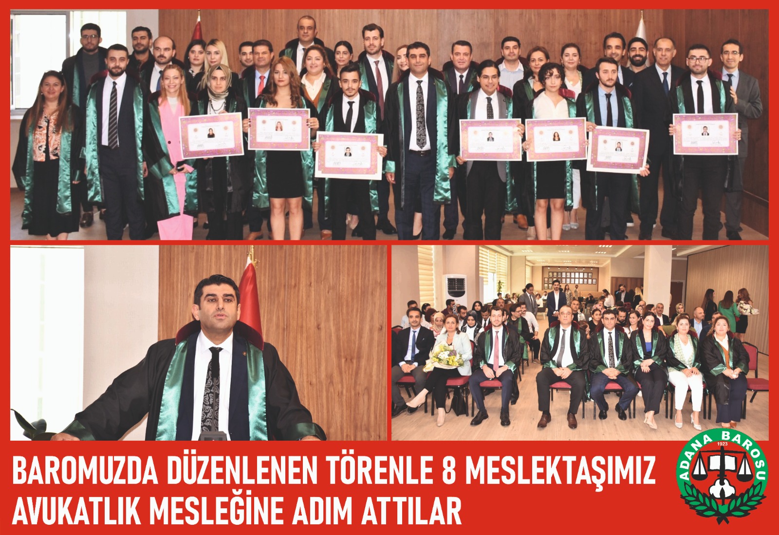 BAROMUZDA DÜZENLENEN TÖRENLE 8 MESLEKTAŞIMIZ AVUKATLIK MESLEĞİNE ADIM ATTILAR
