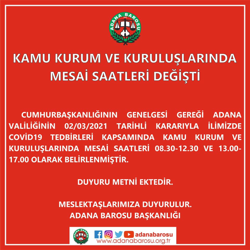 KAMU KURUM VE KURULUŞLARINDA MESAİ SAATLERİ DEĞİŞTİ